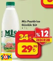MİS PASTÖRİZE GÜNLÜK SÜT 1 L MİS PASTÖRİZE GÜNLÜK SÜT 1 L